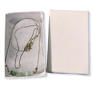 Artisan bead bar Necklace turquoise silver 16”